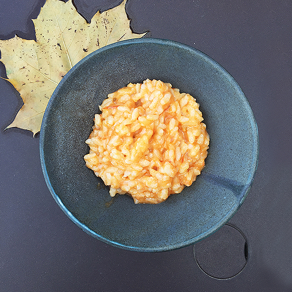 Risotto et sauce tomate bio rouge (sauce coeur de boeuf, rose de berne ou cornu andine)