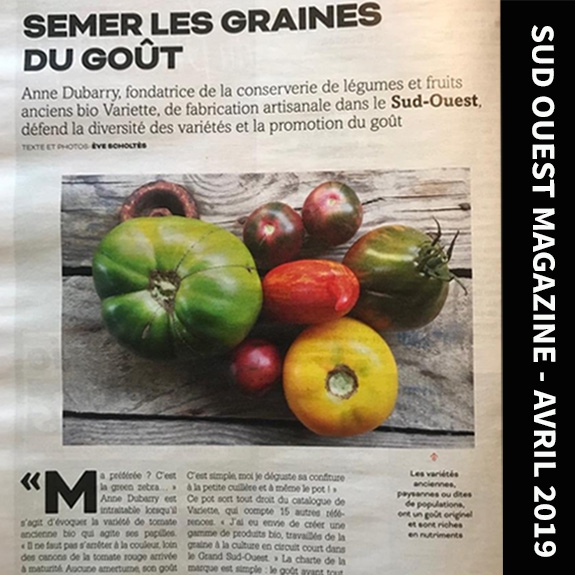 VARIETTE dans le SUD OUEST MAGAZINE – Avril 2019